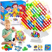 Jeu D'Équilibre Et D'Empilement Style Tetris – 16 Pièces, Blocs Colorés – Jouet Éducatif Montessori Pour Enfants