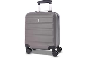 Aerolite 45x36x20cm Easyjet Maximum Size 8 Wheel ABS Hard Shell Carry On Hand Cabin Luggage Underseat Flight Travel Bag Spinner Suitcase 45x36x20 with TSA Lock (Charcoal Grey)