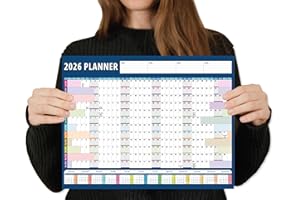 HAZZI 2026 Wall Planner A1 FullYear Wall Calendar A1 Academic Large Yearly Calendar Runs From January 2026 to December 2026 Perfect for School Office or Home Organization 59.4 x 84.1 CM (A3 Blue 2026)
