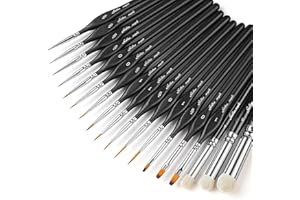 Golden Maple Lot de 18 pinceaux de peinture miniatures pour peinture miniature, détails fins pour acrylique, aquarelle, citadelle, figurine et 40 K