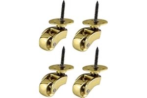 BULLDOG CASTORS Solid Brass Castors Casters with 22mm Wheels – Genuine Solid Polished Brass – Antique Vintage – Screw Style Fitting – Polished Brass – UK Company - Set of 4