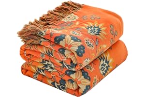 ‎HOORDRY HOORDRY Baumwolle Tagesdecke,Bettüberwurf Wohndecke Sofadecke mit Muster 150x200CM,Herbst Doppelseitig Boho Decke Couchdecke Sesseldecke Wendedecke für Fernsehen oder Nap auf dem Stuhl,einzelbett