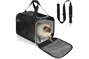 Lannvan Sac Transport Chat, Sac de Transport pour Chat Pliable, Caisse Transport Chat avec Coussin Amovible, pour Animaux de Petite et Moyenne Taille Jusqu'à 6,5kg (45x30x30cm, Noir)