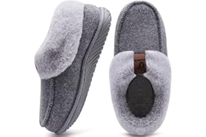 COFACE Women's Memory Foam House Slippers Arch Support Moccasin Winter Shoes Ladies Warm Fuzzy Faux Fur Collar With Indoor Outdoor