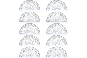 OUTUS Plastic Protractor for Angle Measurement Student Math 180 Degrees, 4 Inches, Clear, 10 Pack