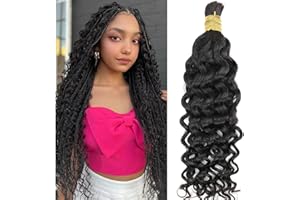 NICMISS Human Braiding Hair 1 Bundle Water wave Boho Braids Meches Human Hair Tissage Naturel Cheveux Humain Tissage Bresilien Mèches Bresiliennes Couleur Noire Naturelle (22 Pouces/50g)