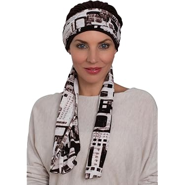 SONZECRLEE Foulard Chemio Donna – Copricapo Elegante Con Motivi Etnici E Fiori Scintillanti, Morbido E Confortevole - 3