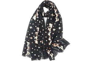 CLAUDIA&JASON Claudia & Jason® Christmas Snowflakes scarf glitter foil sparkle scarf Fir tree festive women scarves