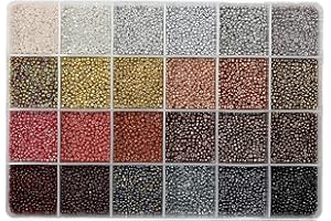 VOOMOLOVE Perline di vetro 12/0 Circa 15600 pezzi 24 colori 2 mm Kit perline sfuse per braccialetti con scatola di plastica a 24 griglie per la creazione di gioielli