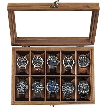 24 Grid Horloge Case Houten Opbergdoos voor Mannen/Vrouwen met Glazen Deksel/Slot Horloges Sieraden Collectie display Storage Case