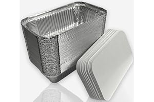 MARENT Brand 50 x Large Aluminium FOIL Food CONTAINERS + LIDS No6a - Made in England - 195 x 100