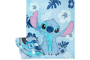 Disney Stitch Manta Polar Suave Calentitas Mantas para Cama 150 x 130 cm para Dormitorio, Viaje, Stitch Regalos para Adulto y Niños (Azul Marino Stitch)