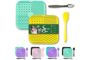 STANLEY GIBBS 2 Tapis de Leche pour Chien, Chat antidérapant avec ventouses + 1 spatule + 1 Brosse. 100% Silicone, sans BPA. Tapis XL pour faciliter Le Bain, Le toilettage, Le Dressage, réduit l'anxiété, l'ennuie