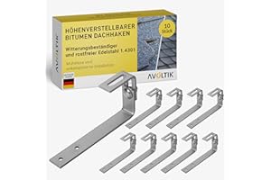 Avoltik Dachhaken Photovoltaik Befestigung auf Bitumen Schiefer Schindel, 20cm verstellbar 10 Stück I Dachhaken aus Edelstahl rostfrei und robust I solar Dachhaken für PV Anlage Dachziegel