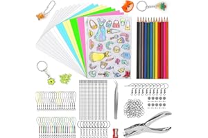 WECUTE 223 Stück Bunt Schrumpffolie Set, 18 Blätter A4 Schrumpffolien Transparent Schrumpfende Plastikfolien zum Basteln, Schrumpffolienplatten Matt für Kinder & Erwachsene (Farbe Anzug)