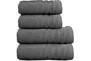 Sedalinne - Juego de Toallas de Baño Completo 500 Gr Liso - Toallas Baño Grandes y Pequeñas Rizo 100% Algodón - Pack (2 Lavabo + 2 Ducha) - Alta Absorción - Toalla Algodon - Gris Oscuro