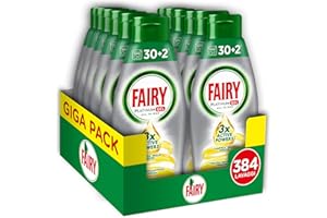 Fairy Gel Detersivo Lavastoviglie - 384 Lavaggi - 12 bottiglie da 32 lavaggi - Limone