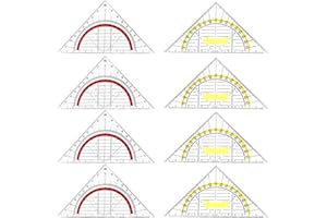 Amfrpar 8 Pièce Triangle Géométrique en Plastique 14 cm Équerre Géométrique Transparente Équerre de Géométrie Flexible avec Rapporteur Intégré pour le Bureau de L'école Primaire