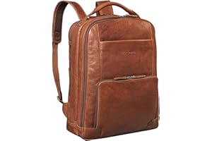 STILORD 'Harlow' Zaino in Pelle XL da Uomo per Laptop 15-17 Pollici | Grande Porta PC da Lavoro | Sistema di Attacco al Carrello | Vera Pelle, Colore: Maraska - Marrone