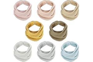 BEW Baby Dreieckstuch Lätzchen, Musselin Halstuch Baby mit Verstellbares Druckknopf, Weiche und Absorbierende Musselin Tücher Baby Sabberlätzchen für Junge, Mädchen, Säugling, Kleinkinder, Unisex