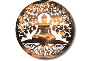 VEJO Decoración Pared/Cuadro Buda con Árbol de la Vida/Cuadro Tallado Madera Decorativo Madera Regalos/Decoración Salón, Habitación