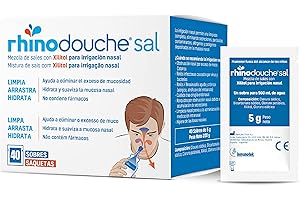 Rhinodouche® Sal. 40 sobres de 5g que contienen una mezcla de sales con xilitol para llevar a cabo la irrigación nasal con el dispositivo Rhinodouche®. (Dispositivo no incluido)