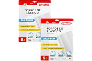 FORROS DE LIBROS STARPLAST - Forros de libros de plástico adhesivo ajustable, 12 Unidades transparentes, para proteger libros del colegio, universidad o biblioteca - Pack 2-29,3x53cm