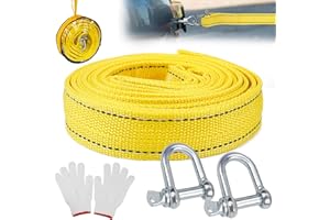 BINYI Abschleppseil Auto Tow Rope Kit 4 Meter 5 Tonnen Abschleppseil PKW Notfall-Abschleppgurt mit 2 Verstärkten Haken und 2 Handschuhen für Abschleppen und zur Rettung von Autos