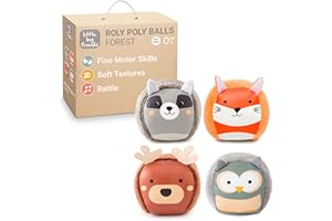 Little Big Friends Roly Poly Balls | Sensory Ball Toy for Baby, Set of 4 | Forest Theme
