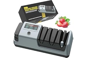 YOORLEAY Affilacoltelli Elettrico 5 in 1 - Affilacoltelli Elettrici Regolabili a 3 Velocità di Rotazione, Adatto per Coltelli a Lama Diritta, Coltelli Seghettati, Mannaie e Forbici, Grigio