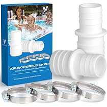 RYAN 4er Set Schlauchverbinder 32–38 Mm Inklusive 8 Schlauchschellen – Perfekt Für Pool, Garten Und Wasseranschlüsse