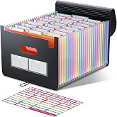 ThinkTex 26 Pockets Folder Documents A4, Extensible Accordion File Folder, Plastic Paper Organizer, File Folders with 3 A-Z A