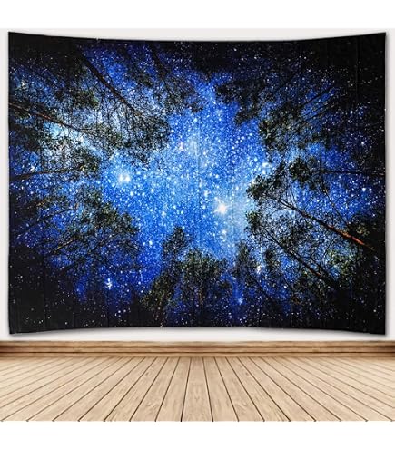 BOYOUTH Wandteppich 200x150 Cm – Psychedelischer 3D-Sternenhimmel Wald, Polyester, Für Wohnzimmer & Mehr