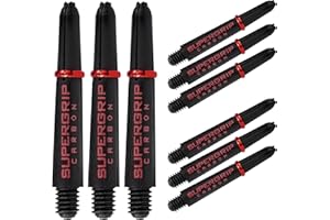 Harrows Lot de 3 jeux de tiges de fléchettes Supergrip en carbone – 9 tiges de fléchettes au total – Moyen, Midi et Court