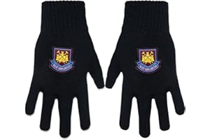West Ham United FC Official Football Gift Adults Knitted Gloves Black (RRP£9.99)