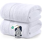 Utopia Towels - Pack of 2 Large Bath Towels (90 x 180 cm) - (White) | Ring Spun Cotton Extra Large Bath Towels - Soft, Fluffy