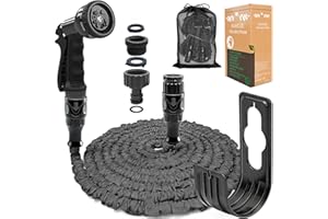 HOMOZE Expandable Garden Hose 50ft Hose Pipe Expandable with 3/4", 1/2" Fittings, Anti-Leakage - Flexible Expanding Hose with