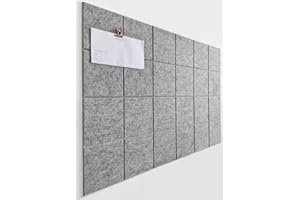 DECORETTA Cork Board 60x90cm Alternative - 6 Pack Felt Wall Tiles with Safe Removable Adhesive Tabs, Cork Boards for Walls Notice Board for Home Office Pin Board Tack Board-Grey Marble