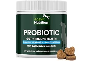 Probiotika Hundar, 150 Mjuka Godisbitar, 100% Naturliga med 2 Miljarder CFU, Prebiotika & Funktionella Fibrer, Tarmflora & Matsmältning, Mot Diarré & Gas, Immunstöd, Veterinärformel
