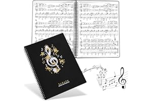 EHUIHUAN Carpetas para Partituras A4, Carpeta de Archivos de Música, 60 Compartimentos/120 Páginas, Carpeta Partituras Piano File Negro, Carpeta Fundas Plastico para Músicos, Escuela, Hogar