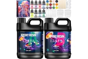 ZHHGOO Epoxidharz Set Anfänger 1016 ml,Glasklar Resin harz Gießen Set,Harz Gießen Zubehör mit Glitzer, Holzstäbchen, Messbecher, Epoxidharz Anfänger Sets für Handwerk, Kunstprojekt