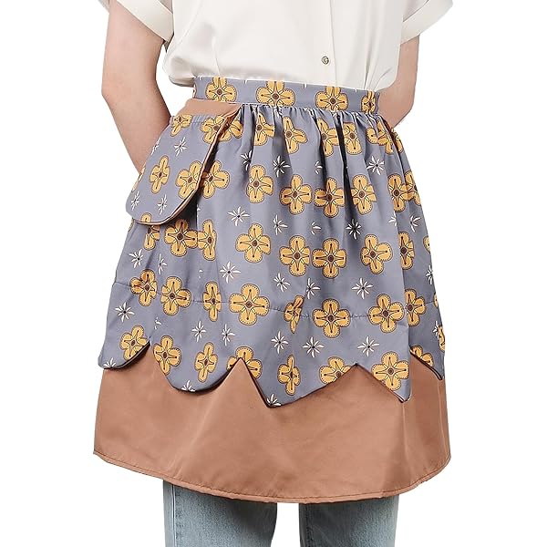 Tablier Femme Style Japonais Small Snail - Bretelles Croisées - 2 Poches - Coton & Lin - Vintage