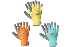 COOLJOB 3 paia di guanti da lavoro per bambini da 8 a 11 anni, con rivestimento in lattice antiscivolo (3 paia L)