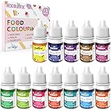 Coloranti Alimentari a 12 colori - Liquido Concentrati per Cuocere, Decorare, Glassare e Cucinare - Vibranti per Fondente, Sl