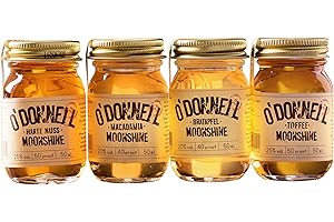 ‎O'DONNELL MOONSHINE O'Donnell Moonshine Geschenkset Mini - 4x Kleine Liköre als Geschenkidee (Made in Berlin) - Natürliche Zutaten - Premium Schnaps Probierset Harte Nuss, Toffee, Macadamia, Bratapfel - vegan (Winter)