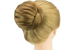 IMISSU Moño Bailarina Trenzado Postizos de rosquilla para cubrir el cabello Moño para el cabello Scrunchie Peluca Updo para mujer (M2 Mezcla Cobre)