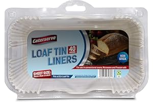 Caterserve 40 Loaf Tin Liners | Fits 2lb Loaf Tins for Baking | Non-Stick Bread Tins | Baking Paper Compatible with Conventional Ovens,Air Fryer, Microwaves, | Ideal for Home Use, Catering