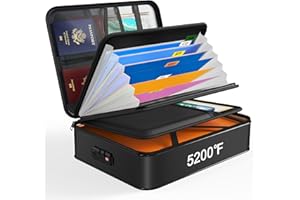 Noiposi Feuerfeste Dokumententasche 5200℉ UL94-V0 Zertifiziert ，38cm x 28cm x 11cm Dokumententasche Feuerfest Wasserdicht mit 7 Fächern，Leicht Dokumentenmappe Mit TSA Zollpasswortschloss