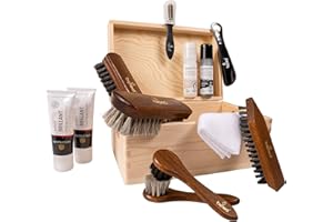 Die Schuhanzieher biped set completo para limpiar zapatos 13 piezas, con práctica caja de madera, 30 x 20 x 14 cm z2408