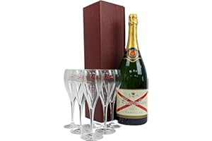 BELLEVUE WINES Champagne de Castellane Magnum 150cl Celebration Gift Set, Including 6 x Castellane Champagne Rastal Flutes